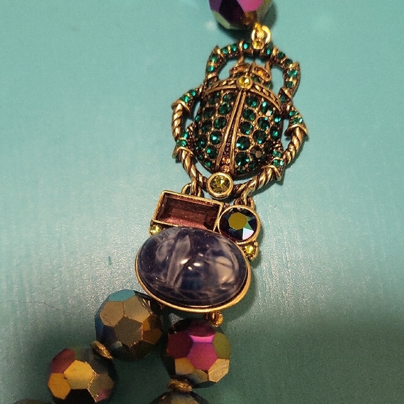 Heidi Daus "Love Bug" Crystal Iridescent Beaded Necklace Set - Picture 2 of 11